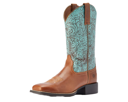Ariat® Women's Round Up Wide Square Toe Boot - West Turquoise Floral