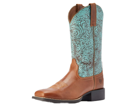 Ariat® Women's Round Up Wide Square Toe Boot - West Turquoise Floral