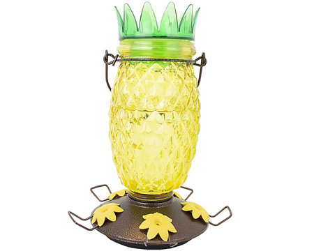Perky-Pet® 28 oz. Top-Fill Pineapple Glass Hummingbird Feeder - Yellow