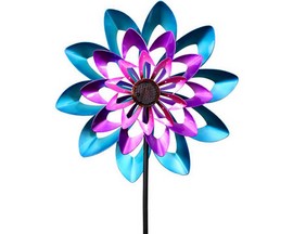 Exhart® Solar Double Kinetic Garden Spinner Stake - Blue & Purple
