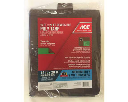 Ace® 16 ft. X 20 ft. MediumDuty Reversible Poly Garden Tarp - Brown / Green