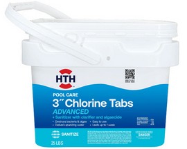 HTH Pool Care 3 in. Chlorine Tabs Advanced Pool Treatment - 25 lbs.