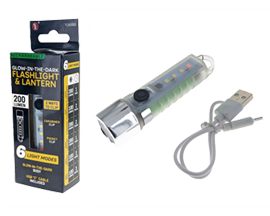 200 Lumen 3.75'' Rechargeable Glow-in-the-Dark Multi-Function Flashlight