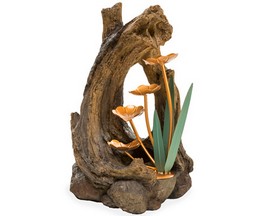 Plow & Hearth® Realistic Woodland Stump Fountain with Metal Lily Pads