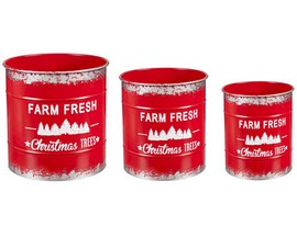 Evergreen® Red Rustic Holiday Bucket Set - 3 pack