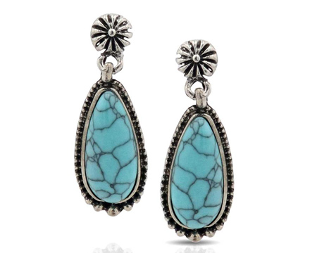 Montana Silversmiths® Blue Aster Turquoise Teardrop Attitude Earrings