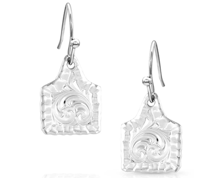 Montana Silversmiths® Chiseled Cow Tag Earrings