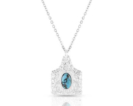 Montana Silversmiths® Chiseled Cow Tag Turquoise Necklace