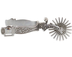 Jeremiah Watt Spurs - #80 Floral Band & Floral Ball Shank w/ 2.5" 21 Point Rowels