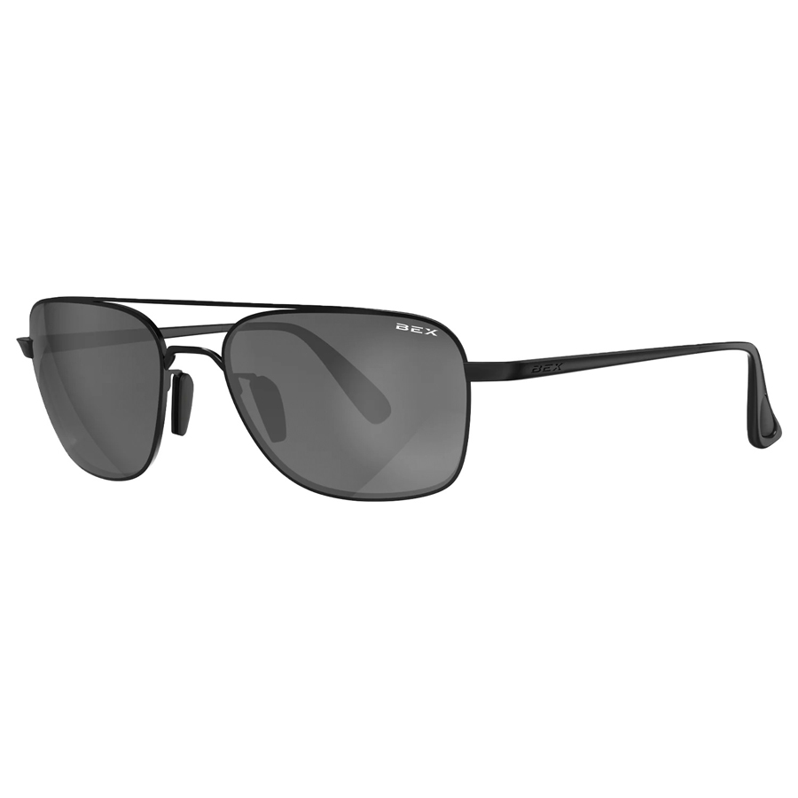BEX® Mach Full Metal Aviator Sunglasses - Matte Black / Grey / Silver