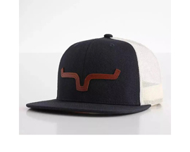 Kimes Ranch® Leather Logo Patch Snapback Mesh Hat - Navy / White