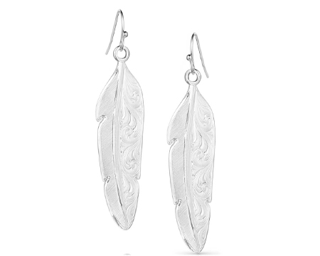 Montana Silversmiths® Love You More Silver Feather Earrings