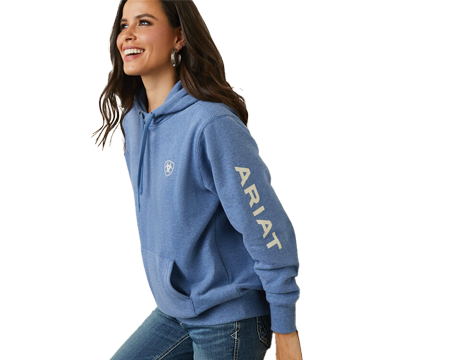 Women's  Ariat Logo Hoodie - Blue Heather