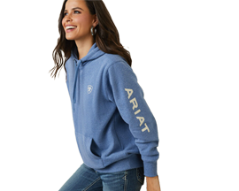 Women's  Ariat Logo Hoodie - Blue Heather