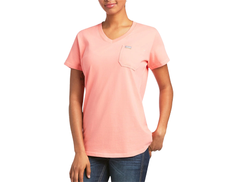Ariat® Ladies Rebar V-Neck Summer Melon Base Layer T-Shirt