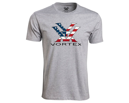 VORTEX Men's Stars and Stripes Short Sleeve T-Shirt - Heather Gray