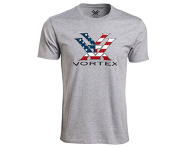 VORTEX Men's Stars and Stripes Short Sleeve T-Shirt - Heather Gray