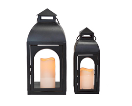 LED Candle Lantern Blk 2 pk