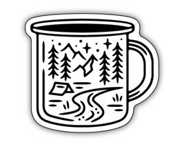 Mug Sticker Camping Scene