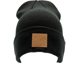 Grunt Style® Leather Patch Cuffed Beanie - Black