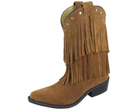 Smoky Mountain® Youth Wisteria Double Fringe Leather Boots - Brown