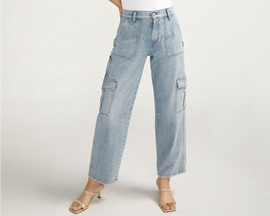 Silver Women's Denim Utility Cargo Pants - Indigo