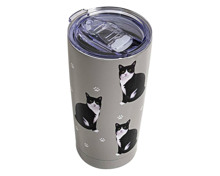 Serengeti® Ultimate 3D Tumbler 20 oz. Stainless Steel - Black/White Cat