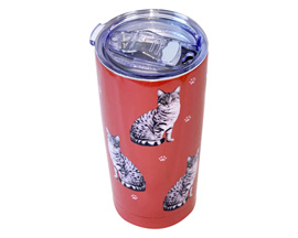 Serengeti® Ultimate 3D Tumbler 20 oz. Stainless Steel - Tabby Silver Cat