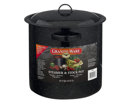 Granite Aluminum Pot 10 in. 15.5 Qt Black