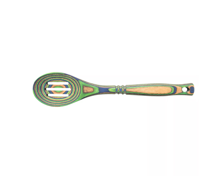 Slotted Spoon Peacock Pakkawood 12"