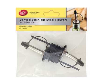 Vented SS Pourers with Cap 2 pack