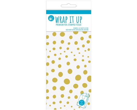 Tissue Paper White/Gold  5 ct