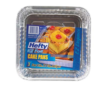 Foil Cake Pan 8" Square 3 Pack