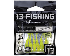 13 Fishing® Micro Vertigo Minnow Panfish Plastics - Radioactive Pickle
