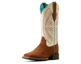 Ariat® Women's Round Up Ruidoso Western Boot - Cedar Roughout Matte Pearl Suede