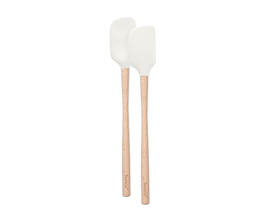 Tovolo® Mini Wood Spatula & Spoonula - White