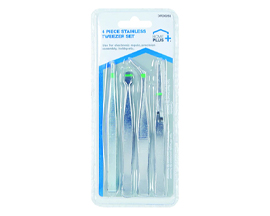 Stainless Steeel Tweezer Set 4 pack