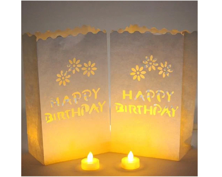 Luminary Bags with Tea Lights 50 - Happy Birthday