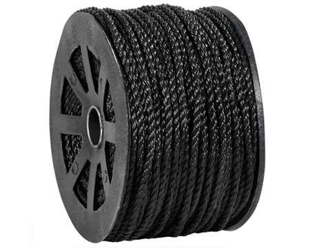 3 Strand 9mm Poly Rope - Black/Silver/White - By the foot