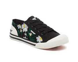 Rocket Dog® Women's Jazzin Sneaker - Black Embroidered Floral 