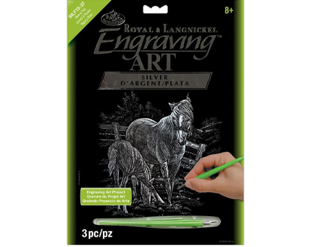 Engraving Art Project Silver Mare & Foal