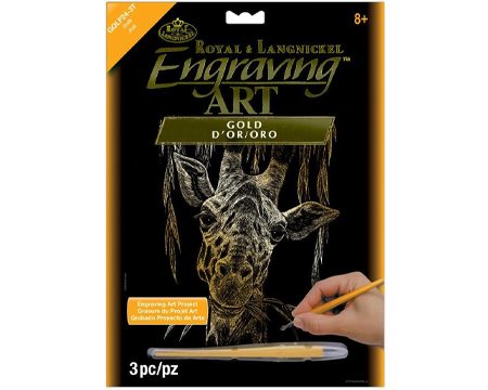 Engraving Art - Gold Giraffe