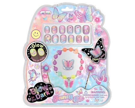 Glow Tie Dye Butterfly Nail/Jewelry Set