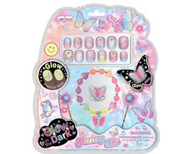 Glow Tie Dye Butterfly Nail/Jewelry Set