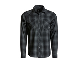 King's Camo® Men's Western Long Sleeve Snap Flannel Shirt - Charcoal Plaid