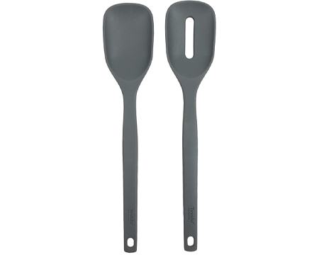 Tovolo® Elements Silicone Mixing Spoon & Slotted Spoon - Charcoal
