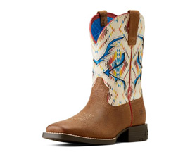 Ariat® Big Kid's San Angelo VentTEK Western Boot - Toasty Tan / Bright Saddle Blanket