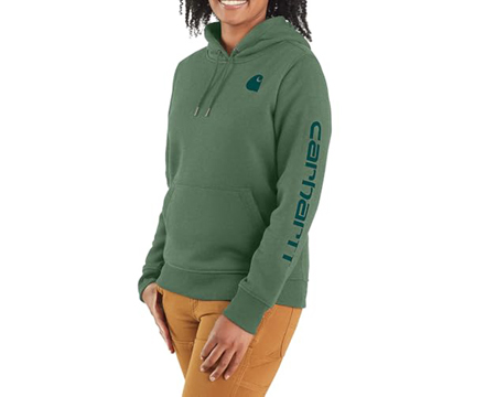 Carhartt® Women's Midweight Relaxed Fit Logo Sleeve Graphic Hoodie - Frosted Balsam