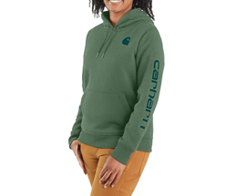 Carhartt® Women's Midweight Relaxed Fit Logo Sleeve Graphic Hoodie - Frosted Balsam
