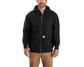 Carhartt® Men's Rain Defender Loose Fit Midweight Thermal Lined Full Zip Sweat - Black